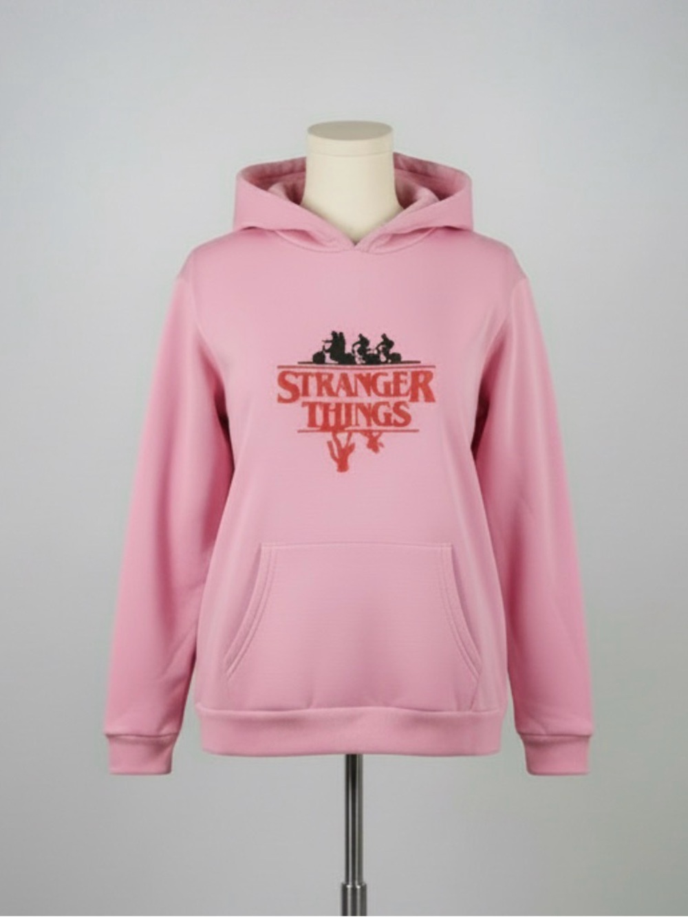 Stranger Things Pink Graphic Hoodie Sweatshirt